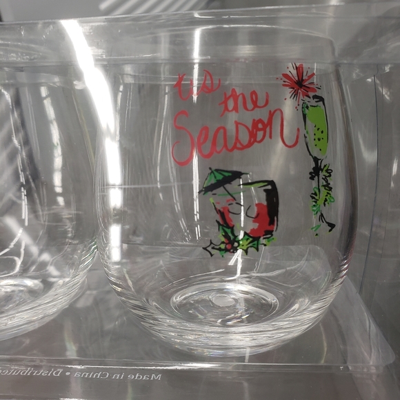 Festive Stemless Wine Glasses (set of 4) - Picture 3 of 6